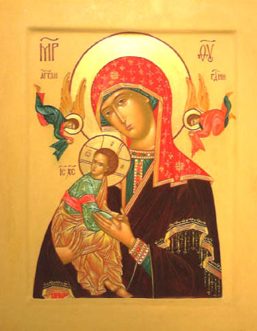 Russisk ikon af Maria og Jesus